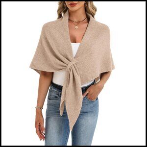Soft Knitted Shawl Wraps Poncho Scarf Cardigan Cape Elegant Versatile